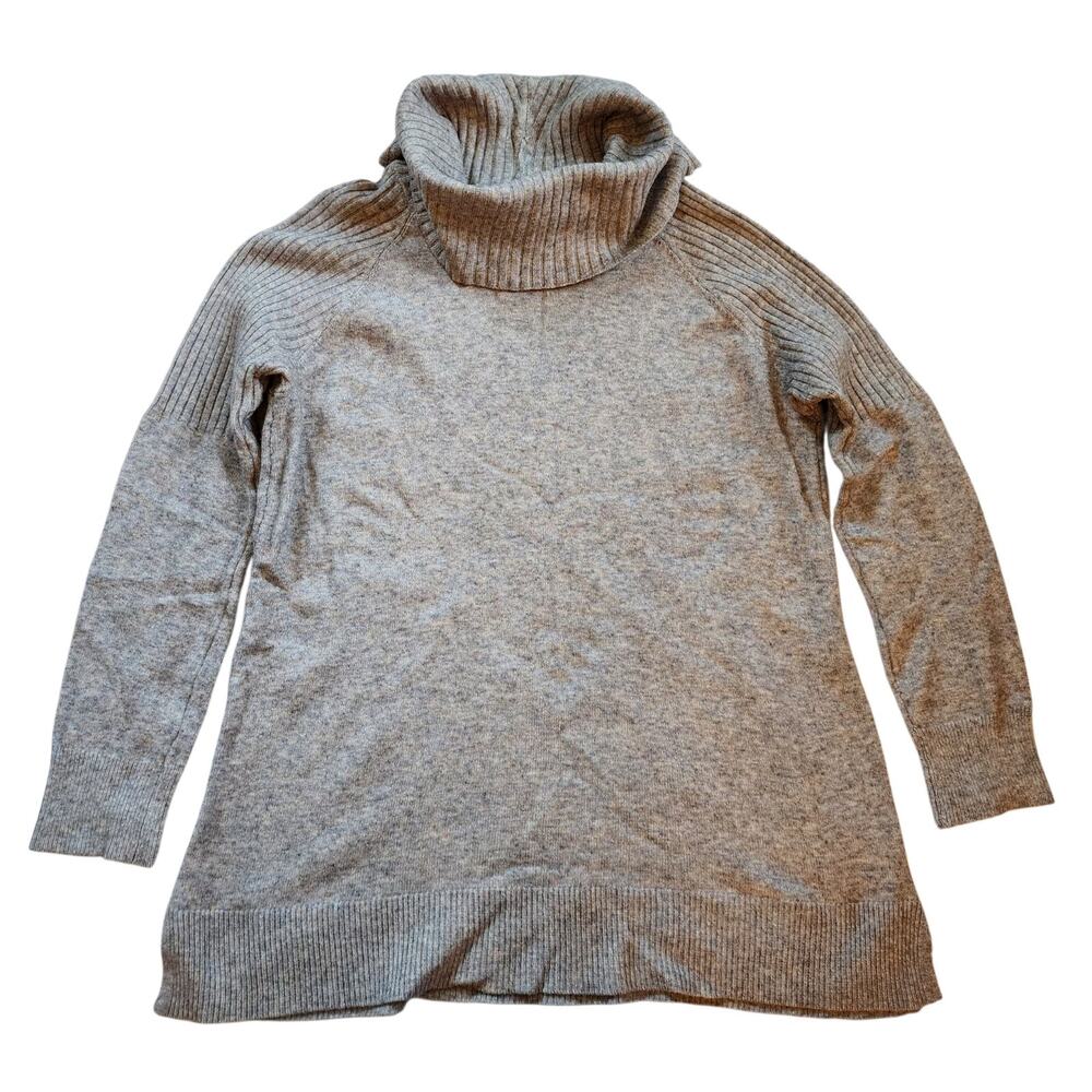 Time And Tru Womens Cowl Neck Sweater Size XL 16-18 Gray Long Sleeve Split Seams